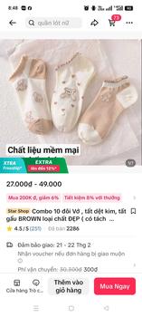 Product Review of Combo 10 đôi Vớ , tất  dệt kim, tất gấu BROWN  loại chất ĐẸP ( có tách lẻ 5 đôi )- tất nữ cổ ngắn Women from T**n B** 0