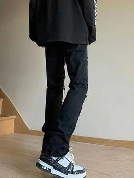 Product Review of Life cycle Quần Jean Rách Tua Rua Phong Cách Mỹ Dành Cho Cặp Đôi, Xu hướng, Quần Ống Loe Siêu Nhỏ, quần jeans nam，quần màu đen boy phố，rock revival chính hãng，boyfriendjeans，cao cấp，bonkers，shiny Menswear Pants from T**h P**n D** 3