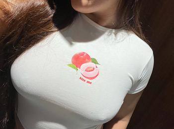 Product Review of Áo thun nữ baby tee cotton cổ tròn form ôm mùa hè hình trái Cherry, Đào, Chuối | bananabu from V**9 0