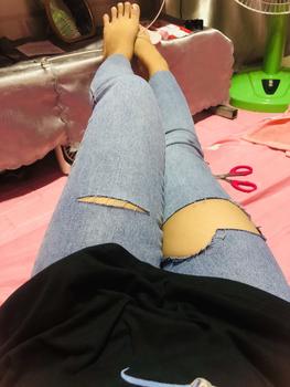 Product Review of Quần jean nữ rách to lưng cao ôm dáng chất vải dày dặn co giãn 4 chiều Pants Women Denim khóa kéo croptop from K**️ 0