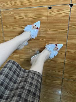 Product Review of Guốc quai trong nơ đá mã H179, dép cao gót nữ quai mika mềm đính nơ BẢY MÀU dé p from K**y 0