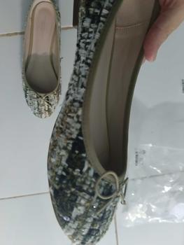 Product Review of ANOTHER X URBAN&CO Oviza Flat Shoes Wanita| Sepatu Flat Bahan Tweed Aksen Pita Cute Karet from s**g 1