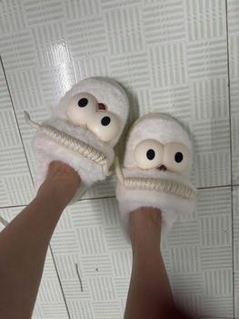 Product Review of [Có Quai+ Tất] Dép Lông Thỏ Êm Mượt Đính Mắt Đế Dày 5CM Bản Cao Cấp Có Quai Sau Kiểu Mới Mùa Đông Năm 2024 Siêu Ấm Êm Chân (Mã 64) from U** 1