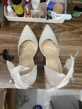 Product Review of N53 Giày cao gót gắn nơ lụa xoàn chéo , gót ngọc cao 9cm Shoes Nữ ( lùi 1sz ) from L**🌸 0
