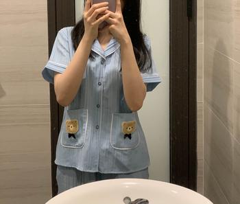 Product Review of Bộ Ngủ Đồ Bộ Pyjama Cổ Vets Quần Dài Aó Hai Túi Gấu Vải Đũi Gân Mềm Nhẹ from T**g d** t**g d**g 1