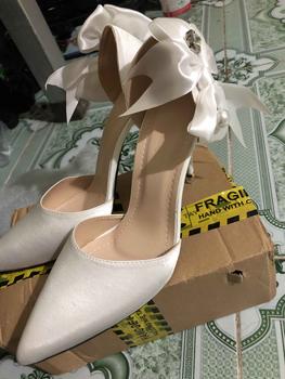 Product Review of N53 Giày cao gót gắn nơ lụa xoàn chéo , gót ngọc cao 9cm Shoes Nữ ( lùi 1sz ) from M**n 0
