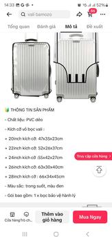 Product Review of Vỏ bọc trùm bảo vệ vali chống trầy xước SHOME Túi trùm vali 20 24 28 inch cao cấp chống trầy xước chống thấm nước dày dặn cao cấp Phụ Kiện bảo vệ vali from R**O 1