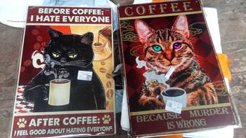 Product Review of แผ่นโลหะวินเทจ ดีไซน์แมวกาแฟ ป้ายดีบุก โปสเตอร์สำหรับบาร์ คลับ คาเฟ่ ศิลปะ from 🍃**🍃 0