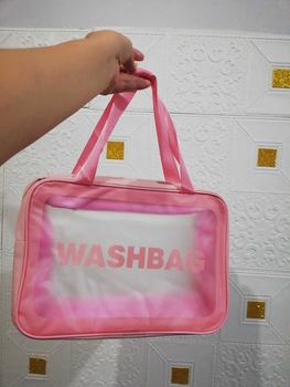 Product Review of SUPAMO Waterproof TPU Cosmetic Bag Makeup bag Transparent Storage Bath Bag Hand Printed Portable Wash Bag Cosmetic Bag Makeup bag Beg Makeup Travel Transparent Toiletries Bag Wash from R**y 0
