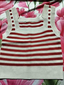 Product Review of (MUA TRÊN LIVE NHẬN NGAY) Áo Croptop Len 2 Dây Bản To Quảng Châu Dệt Kim Kẻ Ngang Women Cổ Tròn Nhung from H**A 0