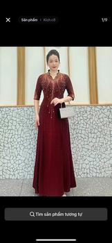 Product Review of Đầm Trung Niên Dáng Dài + Lửng K482 Vải Nhũ từ 50-80kg Ôm gọn Màu Đỏ Women Dress Kim Tuyến from Ú** b**y 0