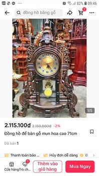 Product Review of Đồng hồ để bàn gỗ mun hoa cao 71cm from n**4 1