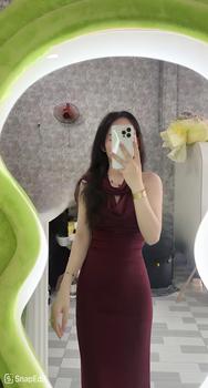 Product Review of T326 Đầm body Dự Tiệc Dáng Dài Cổ Đổ Chất Thun Gân Co Giãn Nhung Women from m** 0