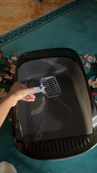 Product Review of กระบะทรายแมวมีรั้วขนาดใหญ่ ห้องน้ำแมว กระบะทรายแมว จุของได้เยอะ รุ่นขอบสูงมาพร้อมบังเกอร์สกรีน แถมพลั่วตักทรายแมวและถุงดับกลิ่น from a**5 1