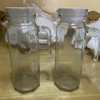 Product Review of BUY 1 TAKE 1 Glass Juice Jug Kettle 1.6L 1L 500ML Square Clear Embossed Glass Pitcher juice Pitcher big water pitcher with Handle Hot Cold Water Pitcher from J**D 2