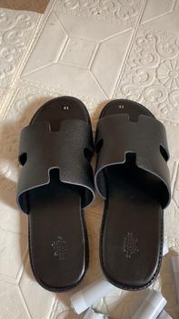 Product Review of Dép Nam quai ngang bản da sần chữ [H] full đen .sang xịn mịn DéP Sandal Đế Bằng Cao Su Nhung Đồng from N**c d**n 💕** 0