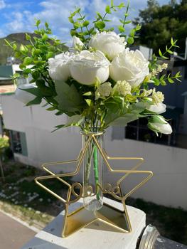 Product Review of (Mộc Khuê Decor) - Bình hoa trang trí nghệ thuật - lọ hoa thủy tinh khung sắt mạ vàng hình ngôi sao trái tim hiện đại dùng cắm hoa trang trí tiệc cưới sinh nhật tuyệt đẹp Decor, Decor Phòng bình hoa  nối liền cổ đại from N**n M** L** 0