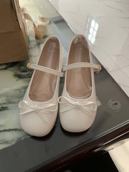 Product Review of Giày Nữ Đế Cao Mũi Tròn 3p Da Mềm Buộc Nơ Điểm Nhấn Gót 3-5cm - Shoes from O**🐝 2