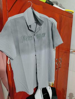 Product Review of Áo sơ mi nam nữ tay ngắn chất vải đũi phối thêu chữ nổi Menswear Có Cổ from n**k c** c**g 0