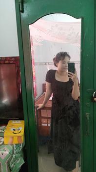 Product Review of TT108 Váy cổ vuông phối thô cộc tay vạt v váy xinh dễ thương Đầm Nữ Dress Women Kem Voan from V**🇳 1