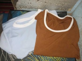 Product Review of Miss You Square Neck Contrast Binding Tee Full Length T Shirt For Women Tops Korean from a**a 1