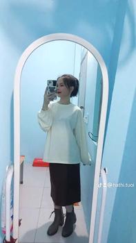 Product Review of ÁO THUN TAY DÀI NỮ PHONG CÁCH UZZANG DỄ THƯƠNG FREESIZE 70 KG TD240901 Women Top Cổ Tròn Nhung Voan from 🍁**🍁 1