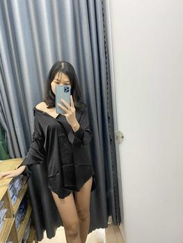 Product Review of Áo sơ mi ngủ lụa satin kèm quần đùi từ 40-65kg tuỳ chiều cao from h**l 0