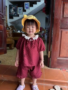Product Review of [Havykids] Set Bộ Đỏ Đô Dáng Bí Đính Nơ Trắng Chất Đũi Hàn Cho Bé Gái from B**3 0