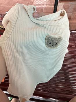 Product Review of [Kèm mũ] Bodysuit dài tay cho bé Đính Gấu, body dài tay cho bé gái bé trai chất Tăm gân mẫu quần áo sơ sinh 0-12M Jumpsuit Kem from É** 1