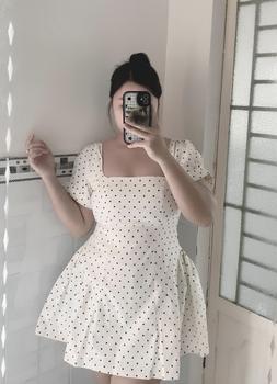 Product Review of ĐẦM CỔ U BIGSIZE CHẤM BI TAY BỒNG DÁNG NGẮN [TNT SHOP BIGSIZE 60KG 90KG] from H**a 0