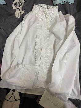 Product Review of Áo sơ mi nữ, áo sơ mi cổ ren áo sơ mi thô nến nẹp viền ren boi măng sét 2 màu trắng xanh full size SM Top Voi Shirt Women Sen  sơ  mi  cổ  trụ  nữ   nữ   lụa  đỏ  sang  chảnh  đễ thương áo cánh & áo sơ mi áo cánh & áo sơ mi from c**u 1