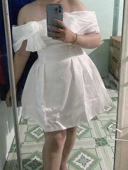 Product Review of ĐẦM ĐI TIỆC TAFTA TRỄ VAI KẾT HOA BIGSIZE 55KG - 90KG [ D002 ] Nữ Voan Women Dress from D**🧚 1