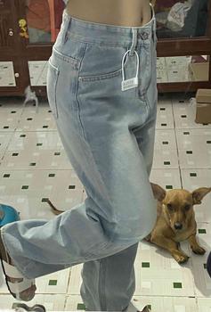 Product Review of (S-2Xl) HHCHOU- Quần Jeans Suông Trơn Màu Xanh nhạt vải Qc mềm h3369 Nữ Pants Kem Women from Ố**🧸 1