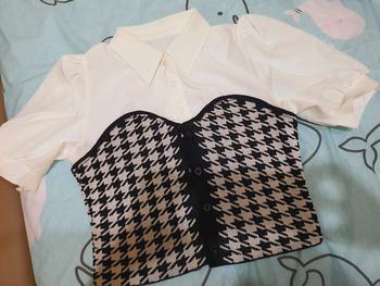 Product Review of Suzan Blouse Kemeja Mix Cotton Knit - Rajut Korea Style Atasan Wanita TM 70135 from D**I 0