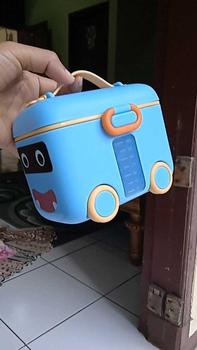 Product Review of MM Tempat Kotak Penyimpanan Susu Bubuk Bayi Bus Portable Kotak Makanan Pelengkap Biru Orange from n**a 0