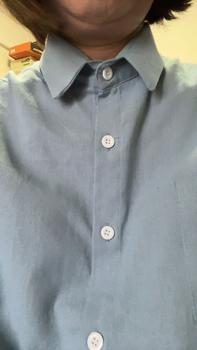 Product Review of CHEMISE.เสื้อแขนยาวสีขาว เสื้อเชิ้ตผู้หญิง เสื้อผ้าแฟชั่น สไตล์เกาหลี POLO ปก เสื้อไปทำงานปุ่ม สีทึบ#W284 from U**e 0