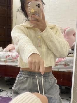 Product Review of [XẢ KHO] Áo khoác cardigan len trơn croptop cổ cao khóa kéo form rộng [KC4483] Nữ Kem Women from 🦋**g 0