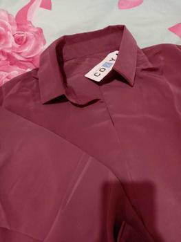 Product Review of SIVALI Minji Shirt | Basic Loose Office Shirt - Kemeja Wanita Kantor Atasan Baju Anti Kusut Panjang Tebal Polyester Silk Formal Oversize Formal Oversize Kerja Hitam Casual from R**_ 1