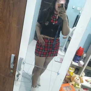 [ Happy Girl Shop ] Set Cosplay Custome Fashion Pelajar Murid Korean School Modern Kekinian Fitting Baju Kaos Strechy Fit Zipper Short Sleeve Logo Bordir Mini Rok Corak Kotak Kotak Spandeks Blends Lembut Strechy Halus Premium Best Quality BLACK PELAJAR