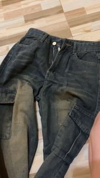 Product Review of กางเกงยีนส์กระบอก Cargo ผ้าไม่ยืด Jean Women V i n t a g e เฟดสนิม ดูงานจริงใน LIVE #6699 from ช**อ โ**์ 0
