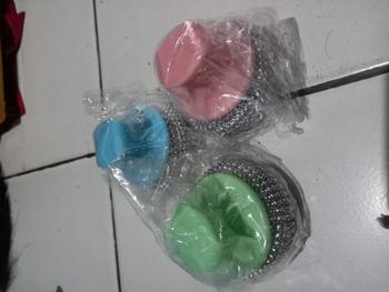 Product Review of Spon Kawat Cuci Piring Stainless Steel Panci Sabut Spons Sponge Dapur Dengan Gagang from D**P 1