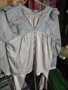 Product Review of Đồ bộ, đồ ngủ pijama tay dài tiểu thư chất liệu lụa xước phối voan nhiều màu xinh xắn dưới 62kg from m**7 0