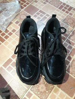 Product Review of Lovely Sepatu Sekolah Docmart Wanita Loafers Hitam Terbaru 2024 Fashion Korean Style Premium Import Quality R-15 Bisa COD Karet Shoes Kerja Hitam Kasual from h**o 0