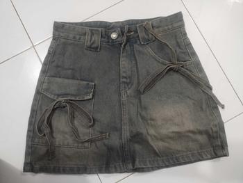 Product Review of Chân váy jean nữ fom dáng chữ A, có nơ thắt xinh dáng tiểu thư MS002 from J**y 2