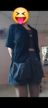 Product Review of Áo Blazer Lửng Ngắn Tay 1 Lớp, áo vest ngắn tay Top Nữ from T**e 1