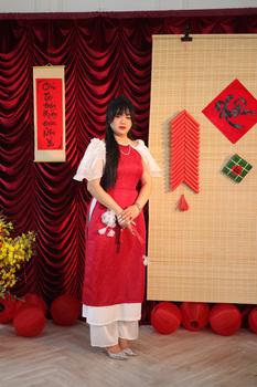 Product Review of S783 ÁO DÀI THIẾT KẾ BIGSIZE KIỂU LÔNG VŨ + QUẦN (TÁO ĐỎ BIGSIZE 55-90KG) from M**y 🐣**🐥 1