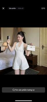 Product Review of P84 - Jumpsuit tiểu thư vại dạ tweed cổ yếm phối hoa trà dáng ngắn xinh xắn from 𝗠** ** 0
