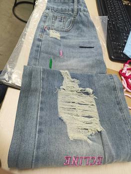 Product Review of (KÈM DÂY) Quần Jean Nữ Ống Rộng Lưng Cao Rách Thêu Chữ Nút Hồng Chất QC Dày Đẹp 988 Women Pants Ong from A** N**n 3