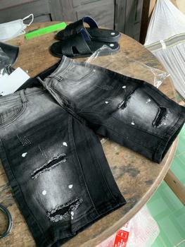 Product Review of Quần short jean nam đen loang wash 2 đáy rách xước vẩy sơn phong cách trẻ trung mẫu mới from M** T**ý 0