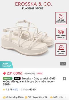 Product Review of EROSSKA - Giày sandal nữ đế xuồng dây quai mảnh cao 6cm màu nude - SB014 from L** n** E** 0